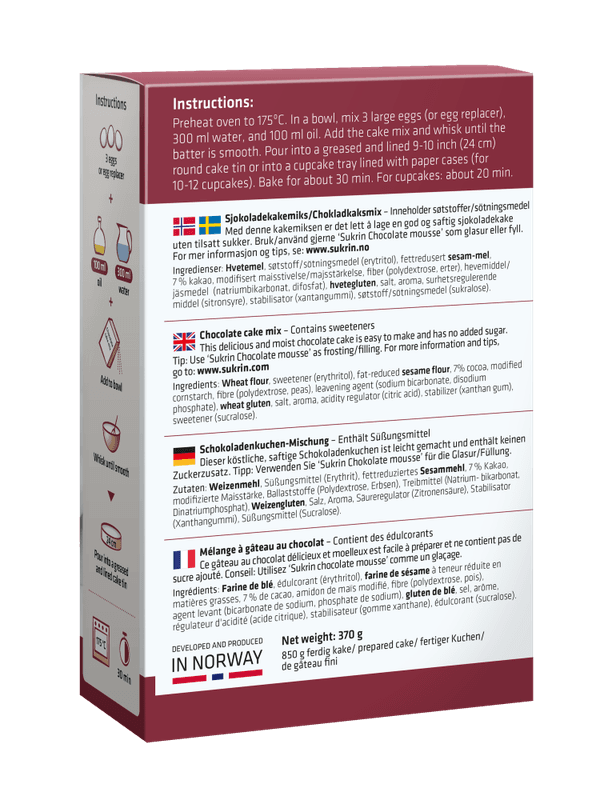 Sukrin Chocolate cake, 370 g bakemiks